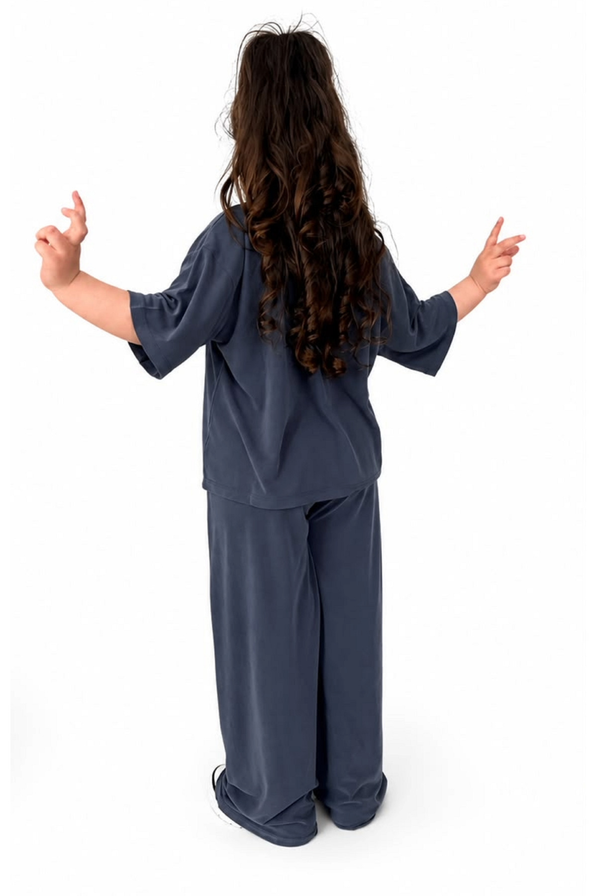 Kız Çocuk Premium Oversize Salaş İkili Takım - Füme